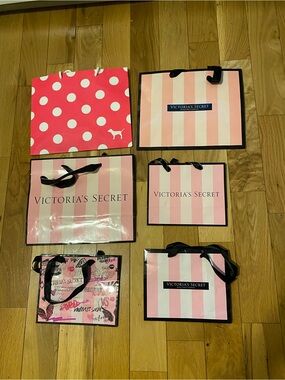 Victoria's Secret Pink and Cream Striped Tote Collection